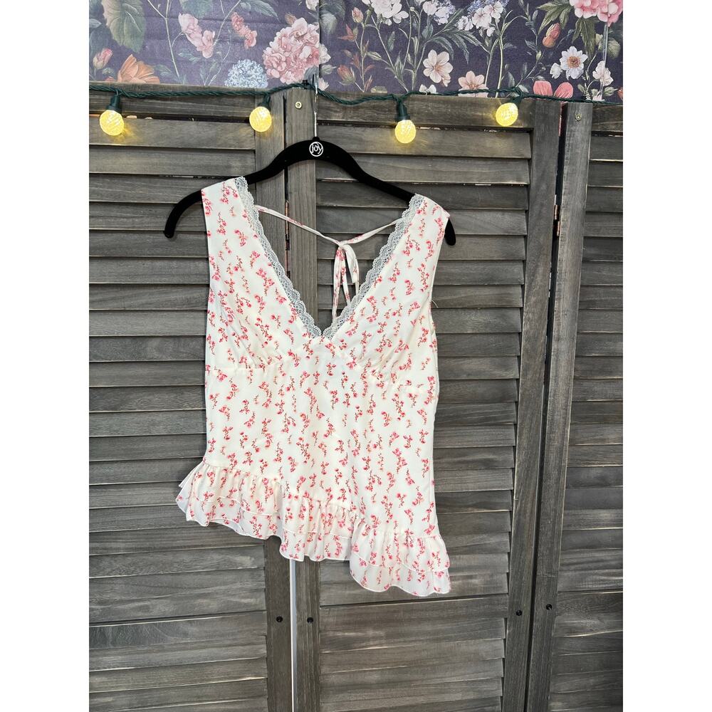 Wild Fable Floral Tie Back Tank Top XS NWT Peplum Flowy Romantic Cottagecore - Picture 4 of 8